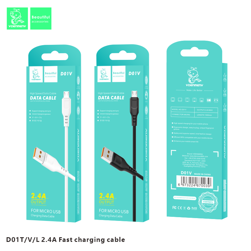 Denmen 2.4A Fast Charging Data Cable