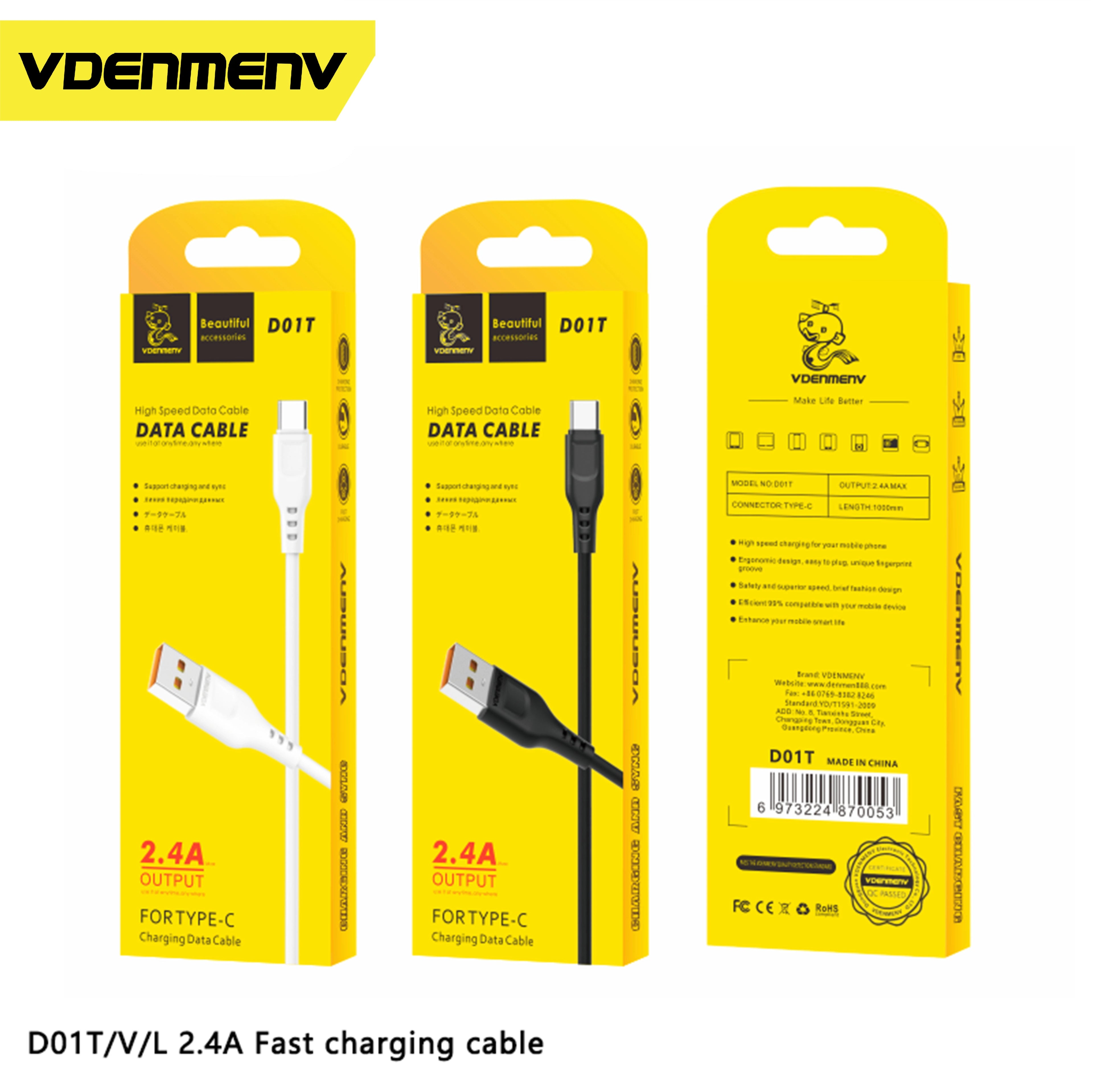 Denmen 2.4A Fast Charging Data Cable